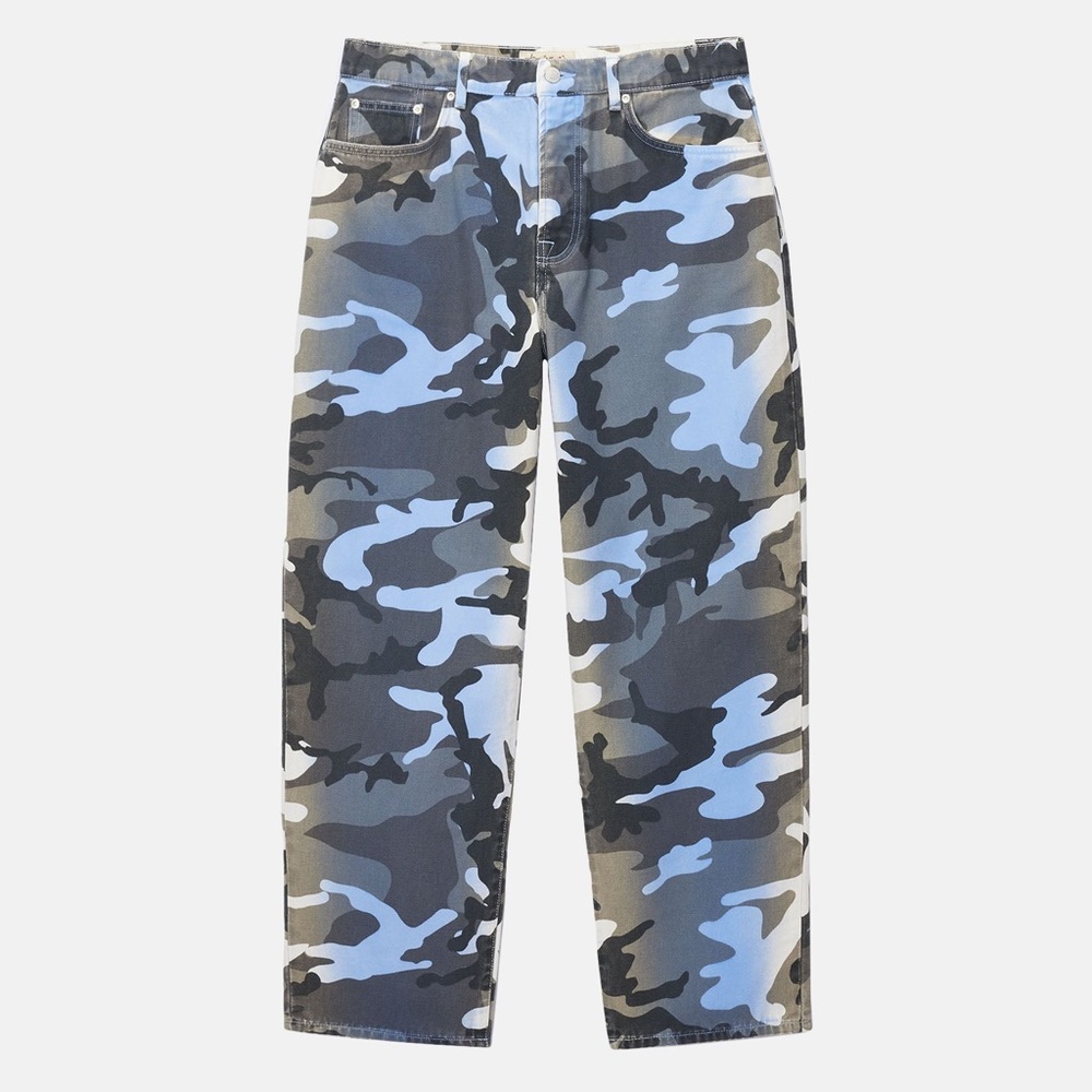 stussy big ol jean spray dye canvas - blue camo